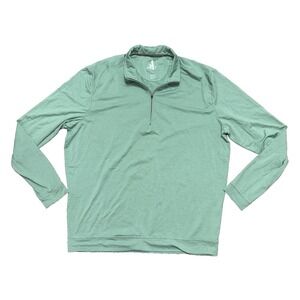 Johnnie O 1/4 Zip Pullover Mens Large Green Striped Sweater Performance Stretch
